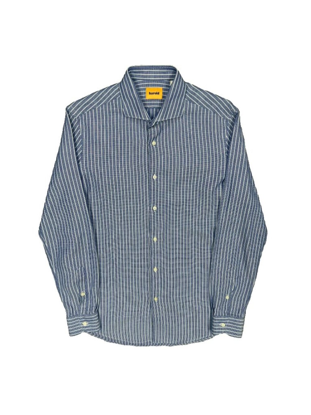 Harold Dress Shirt Harry Rosen Striped Cotton Textured Italy Blue 16 Large